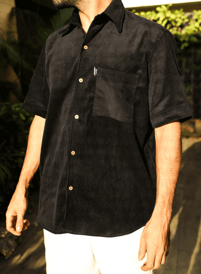 House Of Corduroy Half Sleeve Shirt (Black) 1