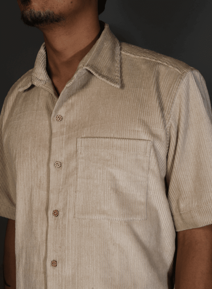 House Of Corduroy Half Sleeve Shirt (Beige) 2