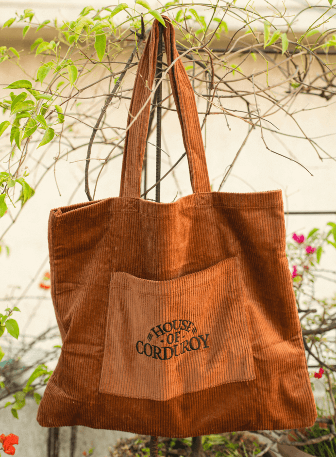 Rust Basic Corduroy Tote Bag 2